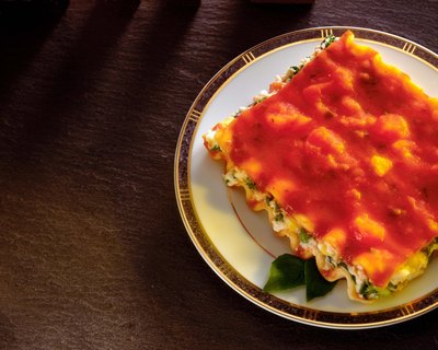 Lasagna is a hearty dish made with sauce, noodles and cheese.
