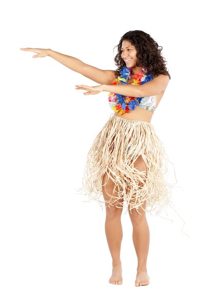 Girl in hula skirt
