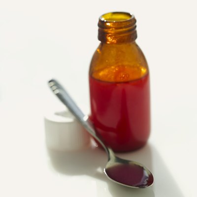 Close up of cough syrup.