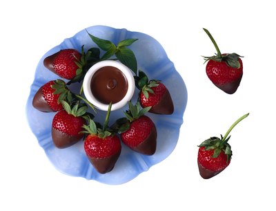 Serve chocolate dipped strawberries.