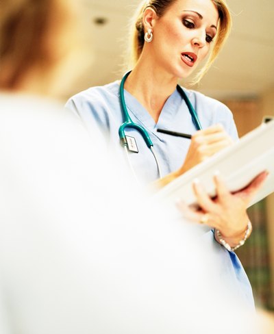 Nurse talking to patient