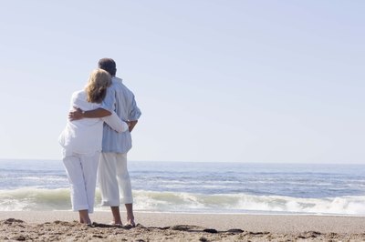 Couple hugging at beach