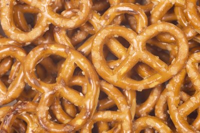 A close up of salted pretzels.