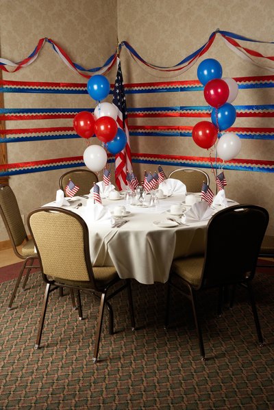 Red, white and blue balloons