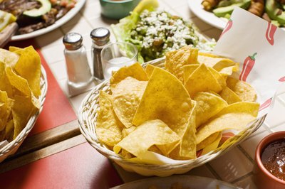Tortilla chips on buffet table
