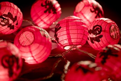 An example of the paper lanterns you might find decorating a Chinese city or home during the Christmas season.
