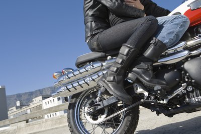Woman wearing motorcycle boots