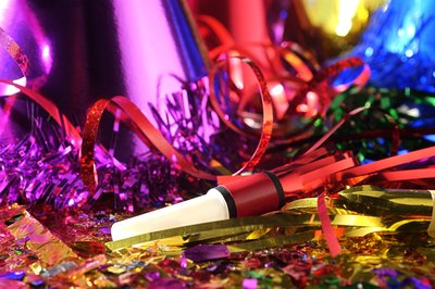 bright colored metallic decorations