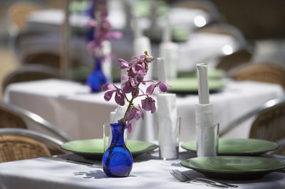 blue and purple centerpieces
