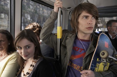 Young man on bus