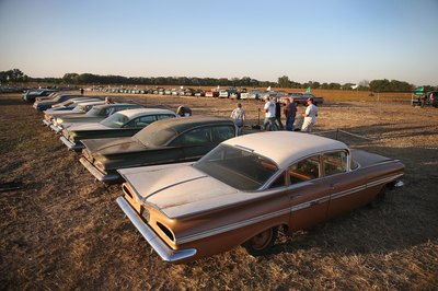 Classic cars for sale at outdoor auction