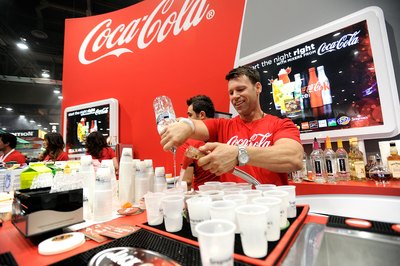 Coca-Cola beverages being served at convention center