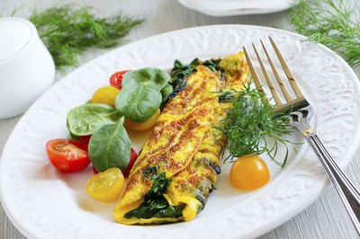 Plate with spinach omelet.