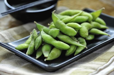 Small dish of edamame beans