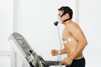 Man on treadmill for EKG test