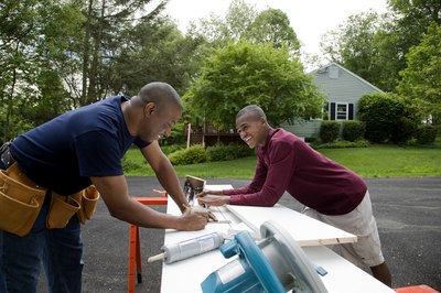 Father and son working together