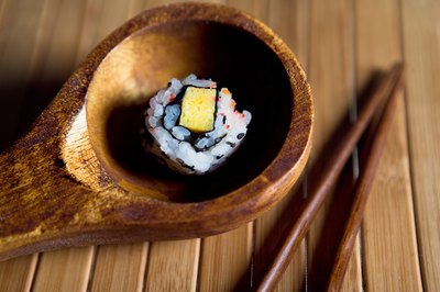 A piece of tofu sushi.
