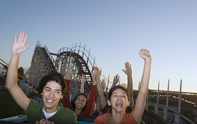 Teens at amusement park