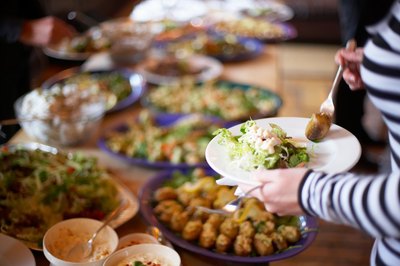 woman at buffet table