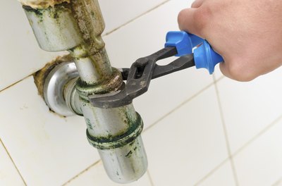 Plumbing in bathroom.