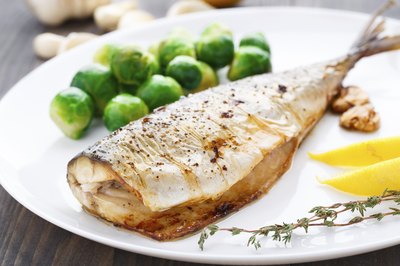 Cooked mackerel on plate