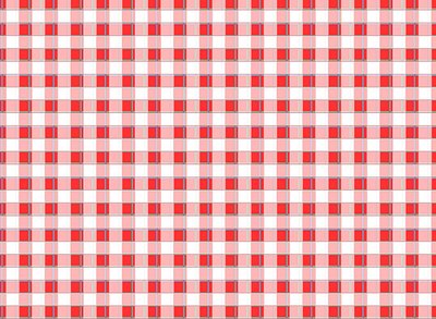 Red and white checkered tablecloth.