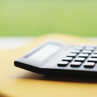 Close-up of calculator on table.