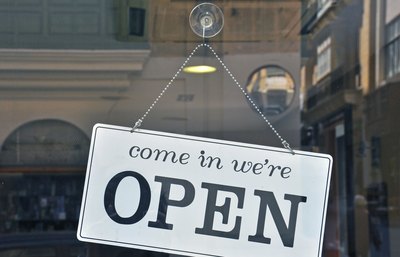 Open sign on new restaurant