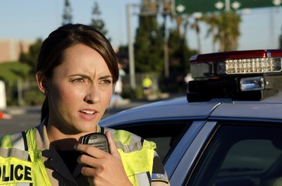 Police officer with radio