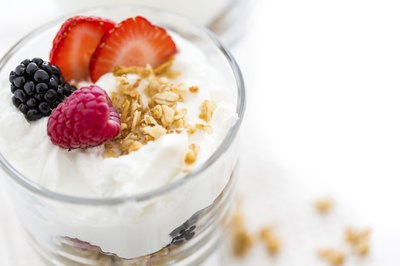 A large cup of unsweetened yogurt.