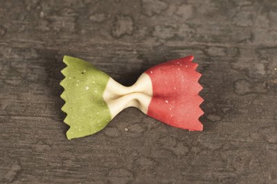 Bow tie pasta using the colours of Italy's flag