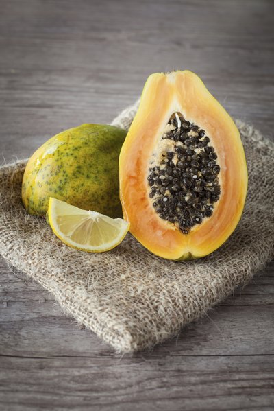 Cross section of papaya fruit