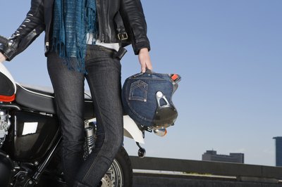 Woman in leather jacket