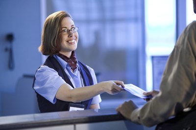 Airline employee and a customer.