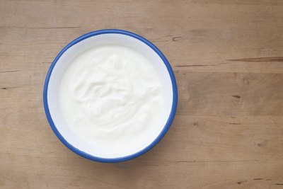 Small bowl of plain yogurt.