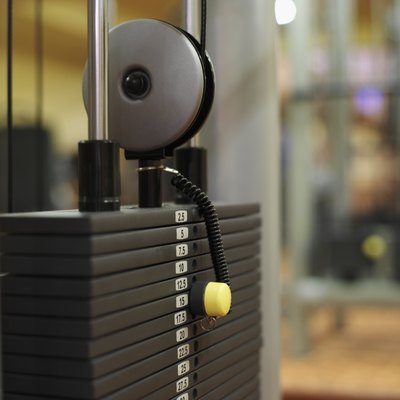 Close-up on weights used in exercise machine