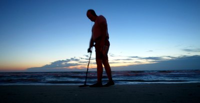 Using a metal detector to find treasures