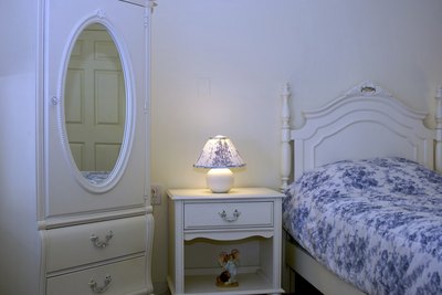 Small lamp next to bed