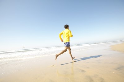 Man running on the beach