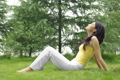 woman taking deep breaths
