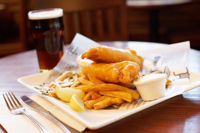 A plate of fish and chips.
