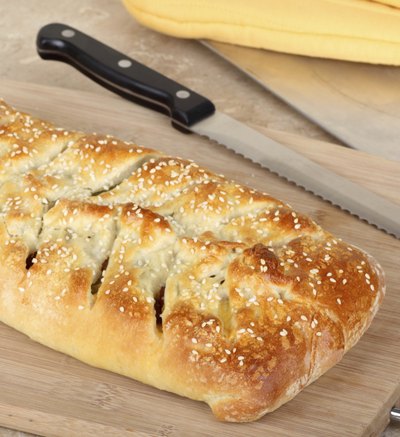 Baked Stromboli on the cutting board
