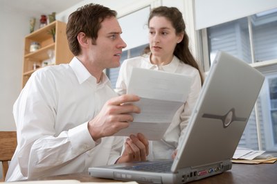 Couple working at the computer