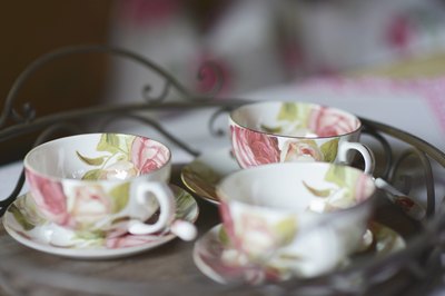 Teacups with floral pattern