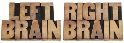 Left Brain, Right brain in letters.