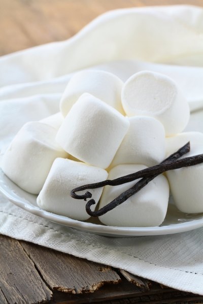 Plate of marshmallows with vanilla bean