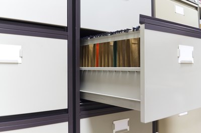 File cabinet with open drawer