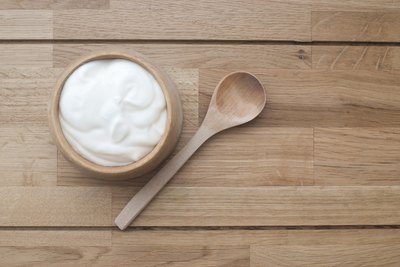 Small bowl of yogurt.