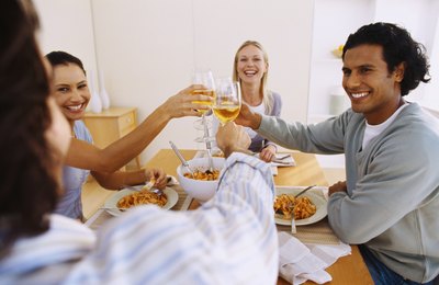 Friends toasting a dinner party