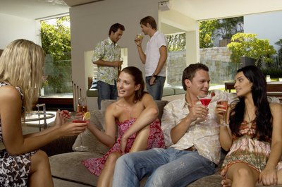 Friends drinking together.